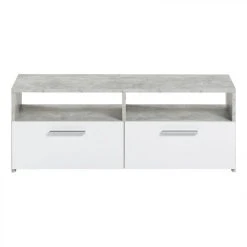 BUT Meuble TV 2 Tiroirs/2 Niches RANA Effet Béton/blanc -Vente-unique shop meuble tv 2 tiroirs2 niches rana effet betonblanc 9161297 23916523 1140x1140