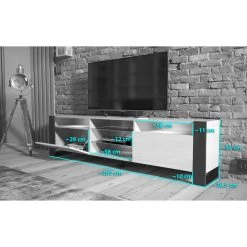 Dusine MEUBLE TV 200 CM LOVY LED BLANC MAT ET PORTE CHÊNE - STYLE INDUSTRIEL -Vente-unique shop meuble tv 200 cm lovy led porte chne et blanc mat style 12791926 1012872 72 1140x1140