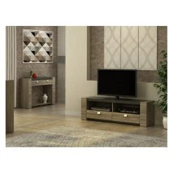 Vente-unique Meuble TV METEORITE - 2 Niches & 2 Tiroirs - MDF Plateau Effet Granite -Vente-unique shop meuble tv 267861