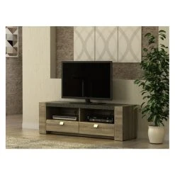 Vente-unique Meuble TV METEORITE - 2 Niches & 2 Tiroirs - MDF Plateau Effet Granite -Vente-unique shop meuble tv 267863