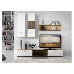 Vente-unique Mur TV JEREMIAH Avec Rangements - Coloris: Blanc & Chêne 6 Vente-unique Mur TV JEREMIAH Avec Rangements - Coloris: Blanc & Chêne -Vente-unique shop meuble tv 302741 1
