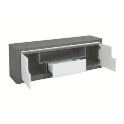Vente-unique Meuble TV PERCEPTION - LEDs - 2 Portes & 1 Tiroir - Gris & Blanc -Vente-unique shop meuble tv 319963