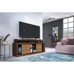 Caemmum Meuble TV 70 Pouces 2 Portes Wengé Et Chêne -Vente-unique shop meuble tv 70 pouces 2 portes wenge et chene 8351039 21203991 1140x1140