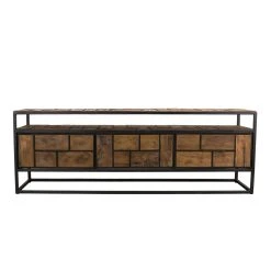 MACABANE Meuble TV ALIDA 3 Tiroirs 1 Étagère Bois Teck Recyclé Et Métal -Vente-unique shop meuble tv alida 3 tiroirs 1 tagere bois teck recycle et metal design 501449 4 1140x1140