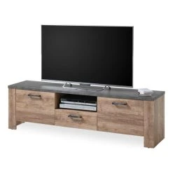 Linea Natura Meuble TV ANVERS Imitation Chêne Vieili/ Béton -Vente-unique shop meuble tv anvers imitation chene vieili beton 13723176 37864334 1140x1140