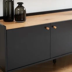 Baita Meuble TV ARCHI01 Noir Et Bois 2 Portes Et 2 Niches L130cm -Vente-unique shop meuble tv archi01 noir et bois 2 portes et 2 niches l130cm 11644358 30650734 1140x1140