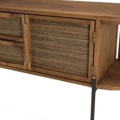 MACABANE Meuble TV Arrondi En Bois De Teck Recyclé 2 Portes 2 Tiroirs -Vente-unique shop meuble tv arrondi en bois de teck recycle 2 portes 2 tiroirs 501545 4 1140x1140