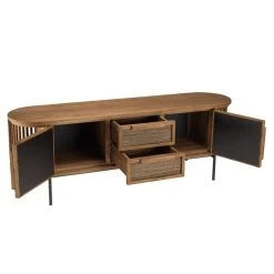 MACABANE Meuble TV Arrondi En Bois De Teck Recyclé 2 Portes 2 Tiroirs -Vente-unique shop meuble tv arrondi en bois de teck recycle 2 portes 2 tiroirs 501545 8 1140x1140