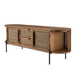 MACABANE Meuble TV Arrondi En Bois De Teck Recyclé 2 Portes 2 Tiroirs -Vente-unique shop meuble tv arrondi en bois de teck recycle 2 portes 2 tiroirs 501545 9 1140x1140