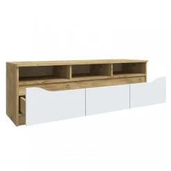 MENZZO Meuble TV Artemias 130cm Chêne Et Blanc -Vente-unique shop meuble tv artemias 130cm chene et blanc 11489292 30043662 1140x1140