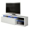 Pegane Meuble TV Avec LED Coloris Blanc Brillant - 43 X 150 X 41 Cm
