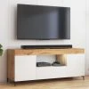 Selsey Meuble Tv Avec LED - GUSTO - 137 Cm - Lancaster / Blanc Mat - Style Co...