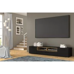 Bim Furniture Meuble TV Bas Anette 198 Cm Noir Mat Et Chêne Artisan -Vente-unique shop meuble tv bas anette 198 cm noir mat et chene artisan 10913298 28509086 1140x1140