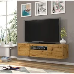 Bim Furniture Meuble TV Bas Universel AURA 150 Cm à Suspendre Ou à Poser Chêne Ar... -Vente-unique shop meuble tv bas universel aura 150 cm a suspendre ou a poser chene artisan sans led 10881586 28412244 1140x1140