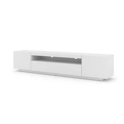 Bim Furniture Meuble TV Bas Universel AURA 200 Cm à Suspendre Ou à Poser Blanc Mat...