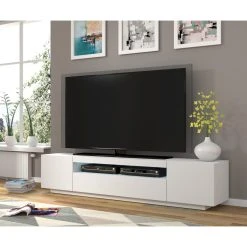 Bim Furniture Meuble TV Bas Universel AURA 200 Cm à Suspendre Ou à Poser Blanc Mat... -Vente-unique shop meuble tv bas universel aura 200 cm a suspendre ou a poser blanc mat sans led 10885996 28426224 1140x1140