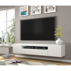 Bim Furniture Meuble TV Bas Universel AURA 200 Cm à Suspendre Ou à Poser Blanc Mat... -Vente-unique shop meuble tv bas universel aura 200 cm a suspendre ou a poser blanc mat sans led 10885996 28426226 1140x1140