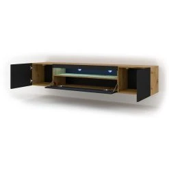 Bim Furniture Meuble TV Bas Universel AURA 200 Cm à Suspendre Ou à Poser Chêne Ar... -Vente-unique shop meuble tv bas universel aura 200 cm a suspendre ou a poser chene artisan noir mat avec led 10885986 28426174 1140x1140