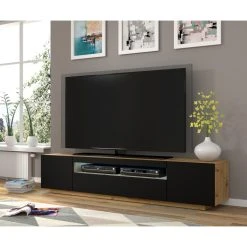 Bim Furniture Meuble TV Bas Universel AURA 200 Cm à Suspendre Ou à Poser Chêne Ar... -Vente-unique shop meuble tv bas universel aura 200 cm a suspendre ou a poser chene artisan noir mat avec led 10885986 28426176 1140x1140