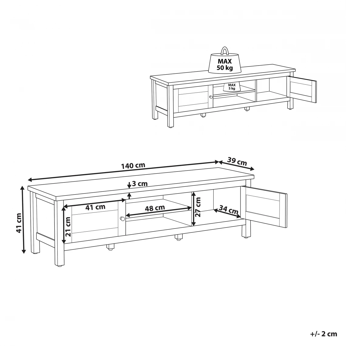 Beliani Meuble TV Beige Et Bois Clair ATOCA 4 Beliani Meuble TV Beige Et Bois Clair ATOCA – Image 2