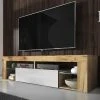 Selsey Meuble Tv - BIANKO - 140 Cm - Chêne Lancaster / Blanc Brillant - Avec... -Vente-unique shop meuble tv bianko 140 cm chene lancaster blanc brillant avec led 10023296 25788204 1140x1140