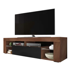 Selsey Meuble Tv - BIANKO - 140 Cm - Noyer Mat / Noir Brillant -Vente-unique shop meuble tv bianko 140 cm noyer mat noir brillant 10023124 25787842 1140x1140