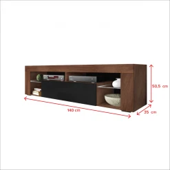 Selsey Meuble Tv - BIANKO - 140 Cm - Noyer Mat / Noir Brillant -Vente-unique shop meuble tv bianko 140 cm noyer mat noir brillant 10023124 25787844 1140x1140