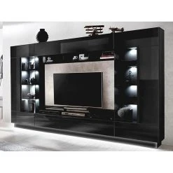 Vente-unique Mur TV BLAKE Avec Rangements - LEDs - MDF - Noir -Vente-unique shop meuble tv blake 11929206 31579884 1140x1140