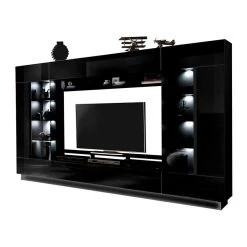 Vente-unique Mur TV BLAKE Avec Rangements - LEDs - MDF - Noir -Vente-unique shop meuble tv blake 11929206 31579886 1140x1140