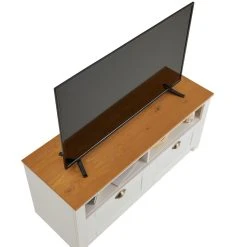 IDIMEX Meuble TV BOLTON 2 Tiroirs Et 2 Niches, En Pin Massif Blanc Et Brun -Vente-unique shop meuble tv bolton 2 tiroirs et 2 niches en pin massif blanc et brun 13734702 37900754 1140x1140