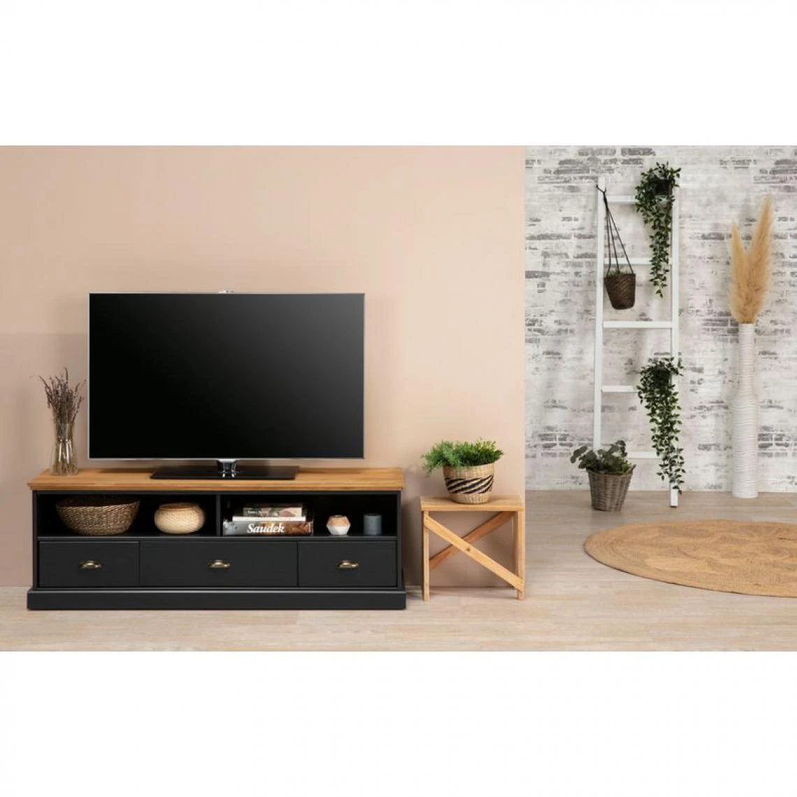 Meuble TV Campagne Gris ZANDIARA Anthracite/ciré ALPHONSE 2 4 Meuble TV Campagne Gris ZANDIARA Anthracite/ciré ALPHONSE 2 – Image 2