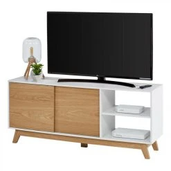 BUT Meuble TV CLEO Imitation Chêne/ Blanc -Vente-unique shop meuble tv cleo imitation chene blanc 9161399 23916983 1140x1140