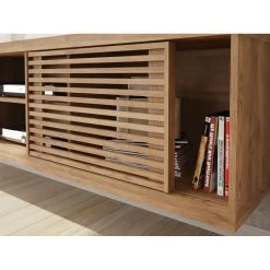 Pegane Meuble TV De 2 Portes Coulissantes Coloris Chêne Buriti - Longueur 18... -Vente-unique shop meuble tv de 2 portes coulissantes coloris chene buriti longueur 180 x profondeur 33 x hauteur 65 cm 11497766 30070600 1140x1140