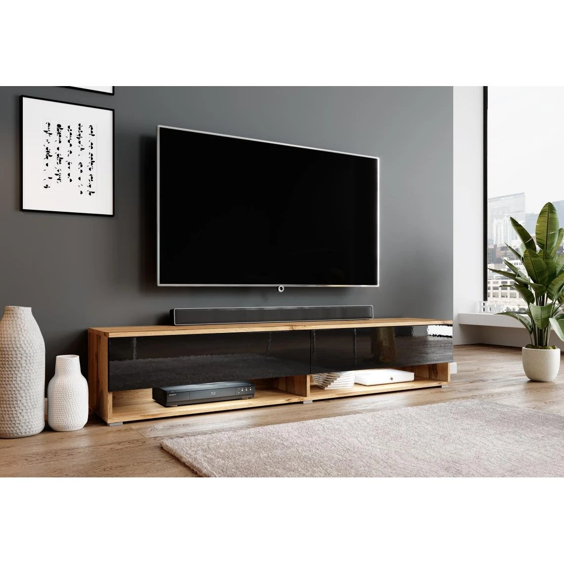 Furnix Meuble Tv Debout / Suspendu ALYX 180 X 32 X 34 Cm Style Industriel Ch?... 5 Furnix Meuble Tv Debout / Suspendu ALYX 180 X 32 X 34 Cm Style Industriel Ch?... – Image 3