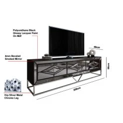 Vivenla Meuble Tv Design 3 Tiroirs En Miroir Fumé Avec Piètement En Acier Ch... -Vente-unique shop meuble tv design 3 tiroirs en miroir fume avec pietement en acier chrome argente l 208 x p 48 x h 66 cm collection lexus 13076358 35518430 1140x1140
