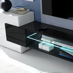 NOUVOMEUBLE Meuble Tv Design Blanc Et Noir Laqué LUXOR -Vente-unique shop meuble tv design blanc et noir laque luxor 10340696 26732450 1140x1140