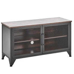 Beliani Meuble TV Effet Bois Foncé / Noir VINCE