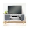 Idmarket Meuble TV EFFIE Scandinave 2 Portes Bois Blanc Et Gris -Vente-unique shop meuble tv effie bois blanc avec 2 portes grises scandinave
