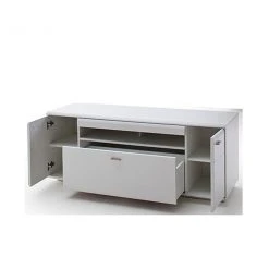 Pegane Meuble TV En Bois Coloris Blanc Mat - L.150 X H.60 X P.51 Cm