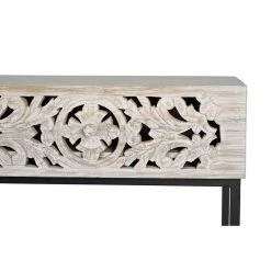 Pegane Meuble TV En Bois De Manguier Et Métal Coloris Blanc Vieilli / Noir -... -Vente-unique shop meuble tv en bois de manguier et metal coloris blanc vieilli noir longueur 120 x profondeur 30 x hauteur 77 cm 11930758 31584164 1140x1140