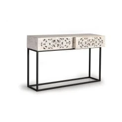 Pegane Meuble TV En Bois De Manguier Et Métal Coloris Blanc Vieilli / Noir -... -Vente-unique shop meuble tv en bois de manguier et metal coloris blanc vieilli noir longueur 120 x profondeur 30 x hauteur 77 cm 11930758 31584166 1140x1140