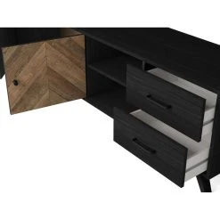 Pegane Meuble TV En Mélamine Effet Bois à Chevrons Avec Pieds En ABS Noir -... -Vente-unique shop meuble tv en melamine effet bois a chevrons avec pieds en abs noir longueur 1805 x profondeur 40 x hauteur 53 cm 14074848 39089880 1140x1140