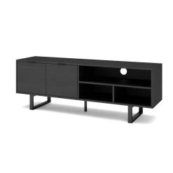 Pegane Meuble TV En Mélamine Noir Avec Pieds En Métal Noir - Longueur 160 ... -Vente-unique shop meuble tv en melamine noir avec pieds en metal noir longueur 160 x profondeur 40 x hauteur 556 cm 14067218 39063144 1140x1140
