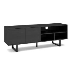 Pegane Meuble TV En Mélamine Noir Avec Pieds En Métal Noir - Longueur 160 ... -Vente-unique shop meuble tv en melamine noir avec pieds en metal noir longueur 160 x profondeur 40 x hauteur 556 cm 14067218 39063148 1140x1140