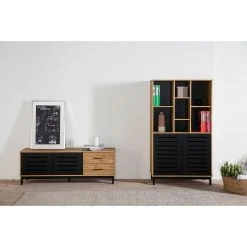 Pegane Meuble TV En Pin Massif Effet Ciré Naturel Et Noir, Meuble De Rangeme... -Vente-unique shop meuble tv en pin massif effet cire naturel et noir meuble de rangement longueur 141 x profondeur 37 x hauteur 505 cm 14074844 39089862 1140x1140