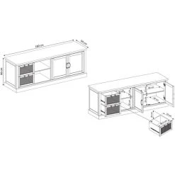 Zandiara Meuble TV FELICIEN Bois Massif