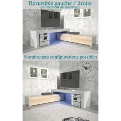 Dusine MEUBLE TV FLEX LAQUE NM/BL - EXTENSIBLE OU ANGLE 148 à 280 Cm LED RGB -Vente-unique shop meuble tv flex laque nmbl extensible ou angle 148 a 280 10850398 1013072 72 1140x1140