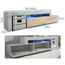 Dusine MEUBLE TV FLEX NOIR AVEC FACADE BOIS - EXTENSIBLE / ANGLE 148 à 280 C... -Vente-unique shop meuble tv flex noirbois extensible angle 148 a 280 cm 12827288 1013320 20 1140x1140