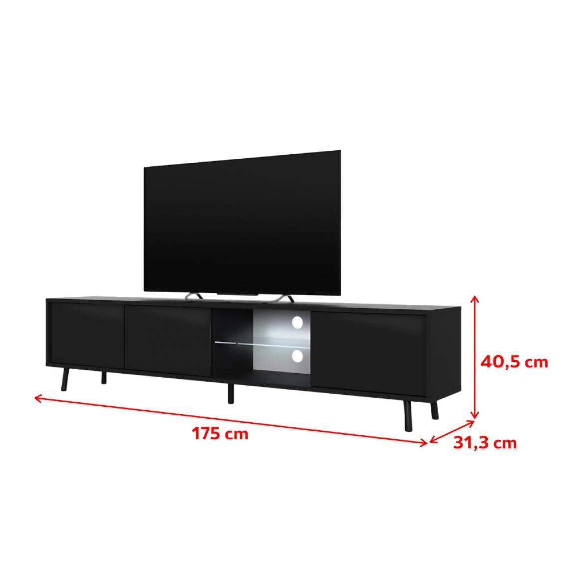 Selsey Meuble Tv - GALHAD - 175 Cm - Noir Mat / Noir Brillant - éclairage L... 6 Selsey Meuble Tv - GALHAD - 175 Cm - Noir Mat / Noir Brillant - éclairage L... – Image 4