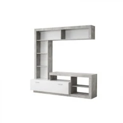 BUT Meuble TV GLEN Blanc Et Imitation Béton -Vente-unique shop meuble tv glen blanc et imitation beton 9161273 23916409 1140x1140